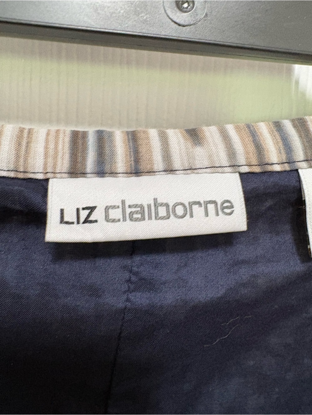Liz Claiborne Cotton Midi Skirt Blue Print Lined Boho Coastal Cottagecore - Picture 3 of 10